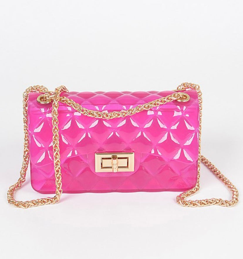 Pink Quilted Jelly Crossbody